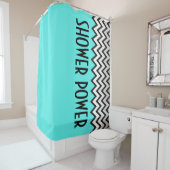 ジグザグパターン – 白黒グレー+バックグランス。 シャワーカーテン (インサイチュ)