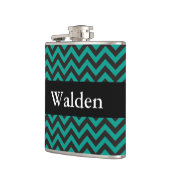 ジグザグパターン – 黒+背景と名前 フラスク (左)