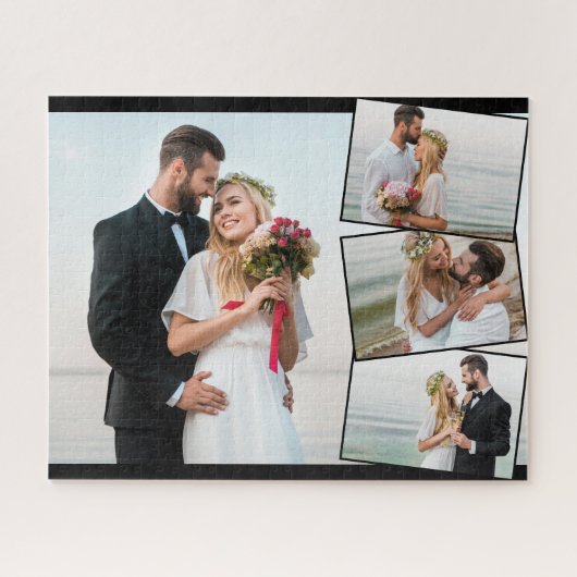 ジグザグフォトモンタージュの結婚式フォトコラージュ ジグソーパズル (横)