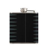 ジグザグブラックティール（緑がかった色）グレーパターン フラスク (裏面)