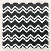 ジグザグ二重色線パターン ガラスコースター (正面)