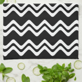 ジグザグ二重色線パターン キッチンタオル (折り畳み)