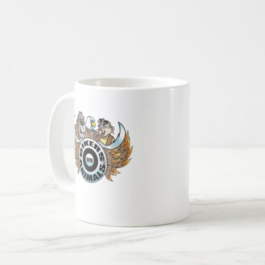 ジグザグ及びジグザグ-バイクもしくは自転車に乗る人は動物の©のマグです コーヒーマグカップ (正面左)