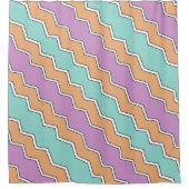 ジグザグ幾何パターン シャワーカーテン (正面)