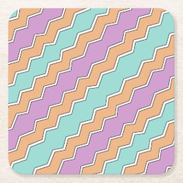 ジグザグ幾何パターン スクエアペーパーコースター