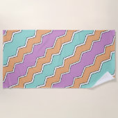 ジグザグ幾何パターン ビーチタオル (正面)