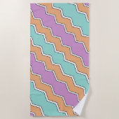 ジグザグ幾何パターン ビーチタオル (正面)