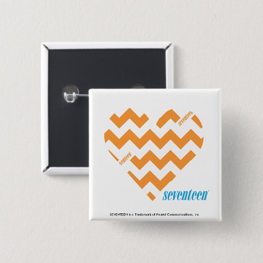 ジグザグ形のオレンジ2 缶バッジ (正面&裏面)