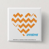 ジグザグ形のオレンジ2 缶バッジ (正面)