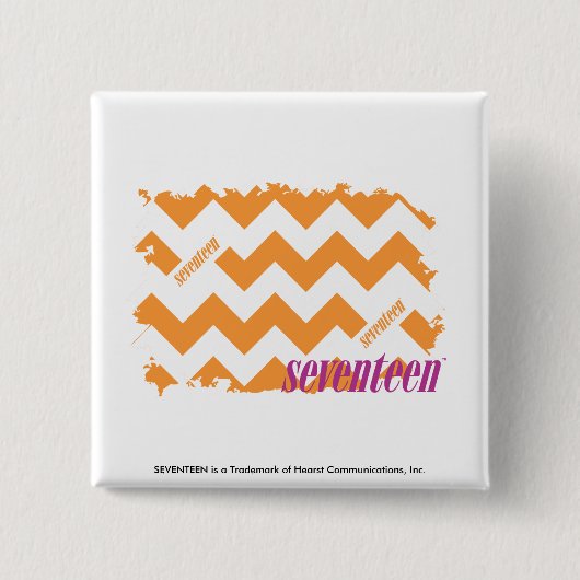 ジグザグ形のオレンジ4 缶バッジ (正面)