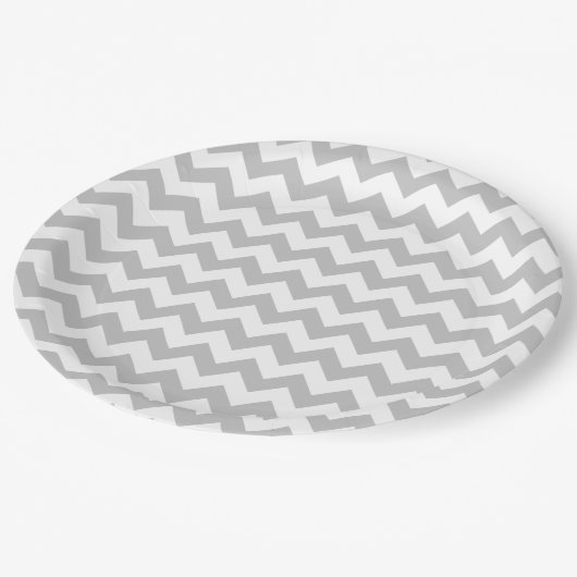 ジグザグ形のシェブロン灰色および白いパターン ペーパープレート (アングル)