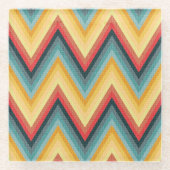 ジグザグ形のストライプのな背景2 ガラスコースター (正面)