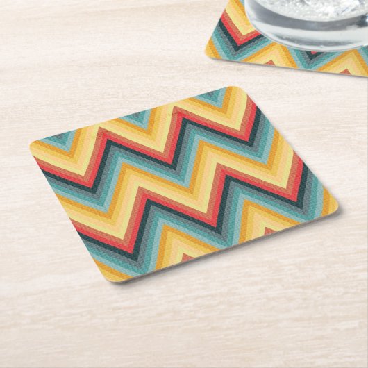 ジグザグ形のストライプのな背景2 スクエアペーパーコースター (アングル)