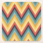 ジグザグ形のストライプのな背景2 スクエアペーパーコースター (正面)