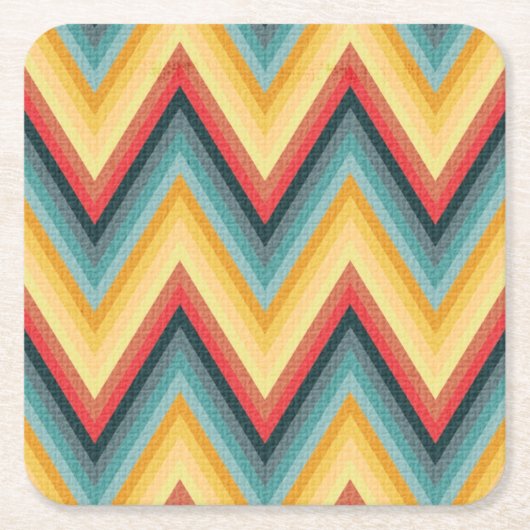 ジグザグ形のストライプのな背景2 スクエアペーパーコースター (正面)