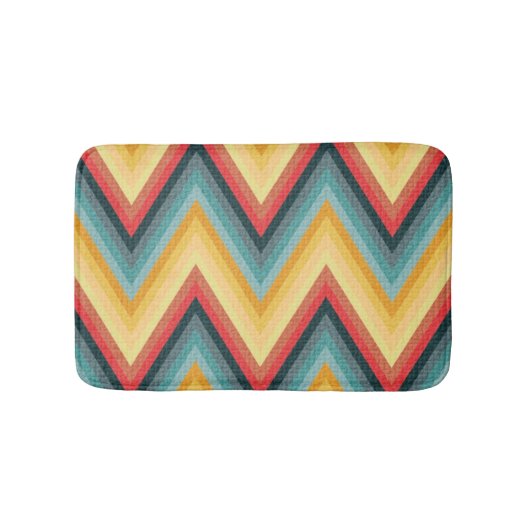 ジグザグ形のストライプのな背景2 バスマット (正面)