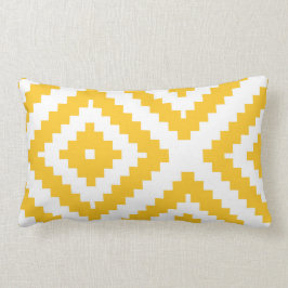 ジグザグ形幾何学的なパターン黄色および白 ランバークッション