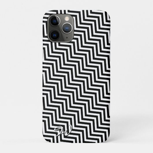 ジグザグ形1のSpeckの黒く及び白い箱 Case-Mate iPhoneケース (裏)