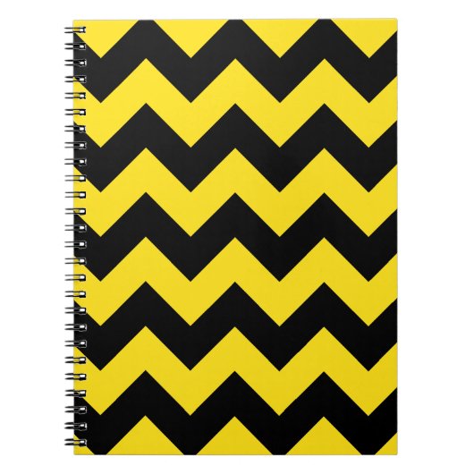 ジグザグ形I -黒いおよび金黄色 ノートブック (正面)