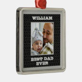 ジグザグ最高のパパエバーネームとフォトシルバーグレー メタルオーナメント (右)