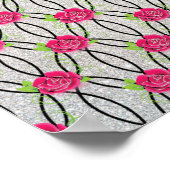 ジグザグ模様、花 ポスター (角)