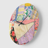 ジグザグ熱狂する縫い付きパッチワークキルト ラージ壁時計 (傾斜)