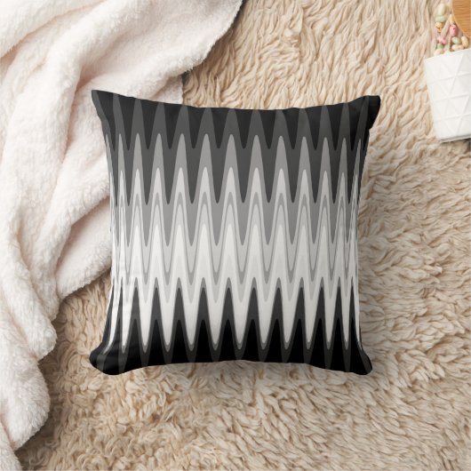 ジグザグ白黒グレーパターン クッション (ブランケット)