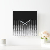 ジグザグ白黒グレーパターン スクエア壁時計 (ホーム)