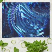 ジグザグ線を持つ青い波状星 キッチンタオル (折り畳み)