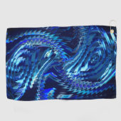 ジグザグ線を持つ青い波状星 ゴルフタオル (横)