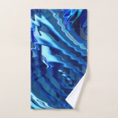 ジグザグ線を持つ青い波状星 バスタオルセット (ハンドタオル)