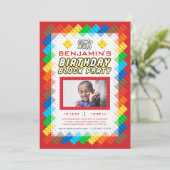 ジグザグ誕生日建築ブロック玩具 招待状 (スタンド正面)