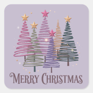 ジグザグ クリスマスツリー 造花 グリッター クリスマス 冬 スクエアシール