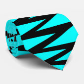 ジグザグ – シアン00FFFFの黒 ネクタイ (ロール)
