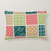 ジグザグ、シェブロン、ギンガム、水玉模様、パッチワーク アクセントクッション (正面)