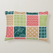 ジグザグ、シェブロン、ギンガム、水玉模様、パッチワーク アクセントクッション (裏面)