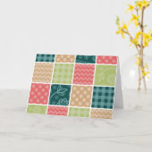 ジグザグ、シェブロン、ギンガム、水玉模様、パッチワーク カード (黄色い花)