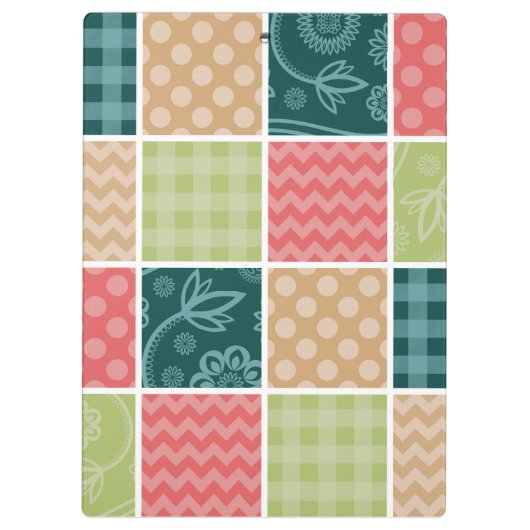 ジグザグ、シェブロン、ギンガム、水玉模様、パッチワーク クリップボード (裏面)