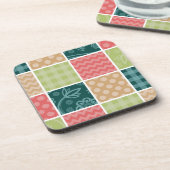 ジグザグ、シェブロン、ギンガム、水玉模様、パッチワーク コースター (左側)