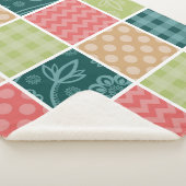 ジグザグ、シェブロン、ギンガム、水玉模様、パッチワーク シェルパブランケット (3/4)