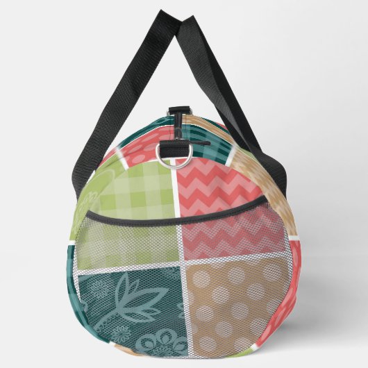 ジグザグ、シェブロン、ギンガム、水玉模様、パッチワーク ダッフルバッグ (右)