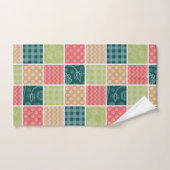 ジグザグ、シェブロン、ギンガム、水玉模様、パッチワーク バスタオルセット (ハンドタオル)