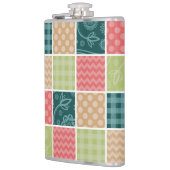 ジグザグ、シェブロン、ギンガム、水玉模様、パッチワーク フラスク (左)