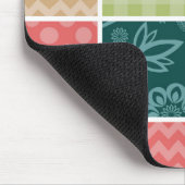 ジグザグ、シェブロン、ギンガム、水玉模様、パッチワーク マウスパッド (コーナー)