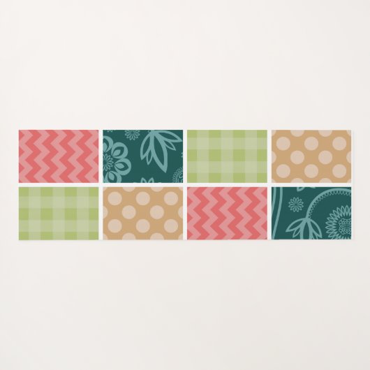 ジグザグ、シェブロン、ギンガム、水玉模様、パッチワーク ヨガマット (裏面(横))