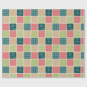 ジグザグ、シェブロン、ギンガム、水玉模様、パッチワーク ラッピングペーパー (フラット)