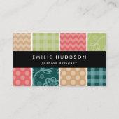 ジグザグ、シェブロン、ギンガム、水玉模様、パッチワーク 名刺 (正面)