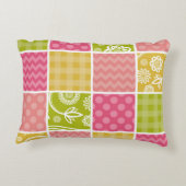 ジグザグ、シェブロン、水玉模様、ギンガム、パッチワーク アクセントクッション (裏面)