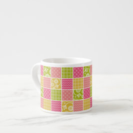 ジグザグ、シェブロン、水玉模様、ギンガム、パッチワーク エスプレッソカップ