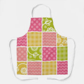 ジグザグ、シェブロン、水玉模様、ギンガム、パッチワーク エプロン (正面)